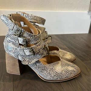 Snakeskin booties
